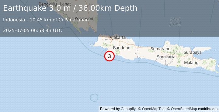 Earthquake JAVA, INDONESIA (3.0 m) (2025-07-05 06:58:43 UTC)