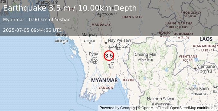 Earthquake MYANMAR (3.5 m) (2025-07-05 09:44:56 UTC)