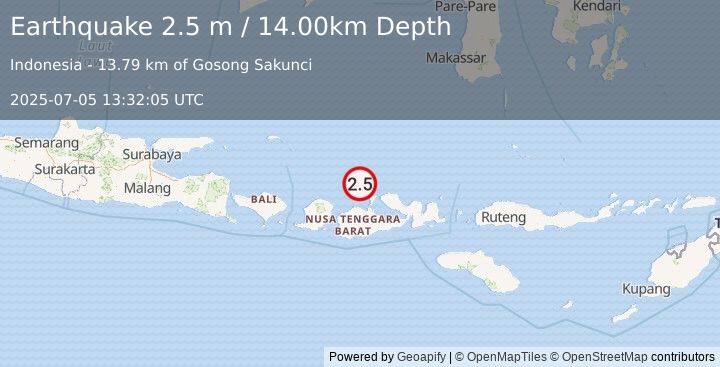 Earthquake BALI SEA (2.5 m) (2025-07-05 13:32:05 UTC)