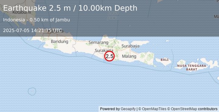 Earthquake JAVA, INDONESIA (2.5 m) (2025-07-05 14:21:35 UTC)