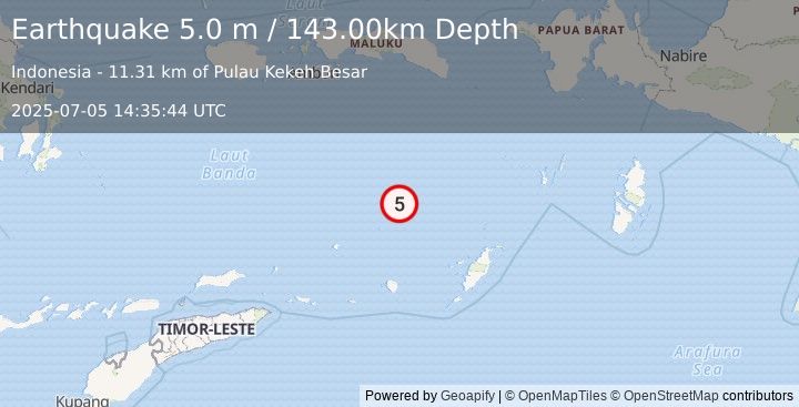 Earthquake BANDA SEA (4.6 mb) (2025-07-05 14:35:46 UTC)