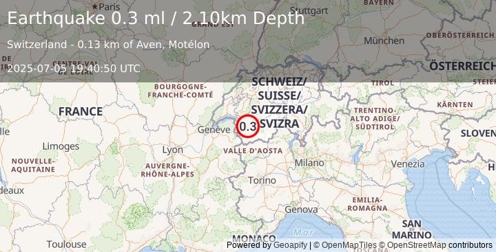 Earthquake SWITZERLAND (0.3 ml) (2025-07-05 19:40:50 UTC)