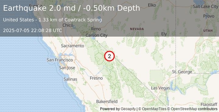 Earthquake NEVADA (2.5 ml) (2025-07-05 22:08:29 UTC)