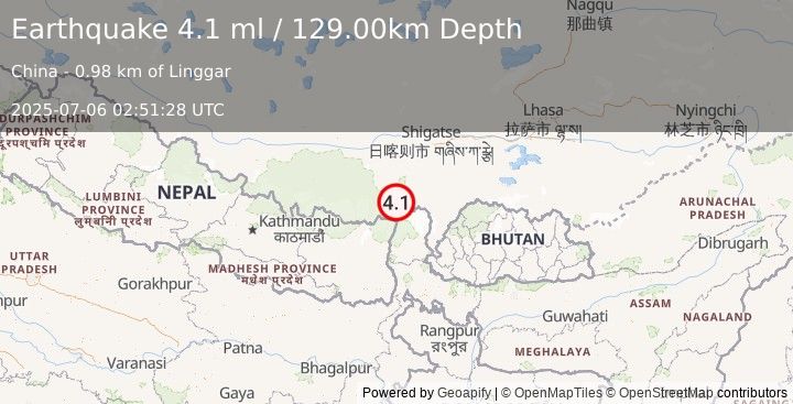 Earthquake NEPAL (3.8 ml) (2025-07-06 02:51:30 UTC)