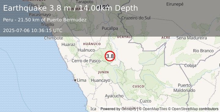Earthquake CENTRAL PERU (3.8 m) (2025-07-06 10:36:15 UTC)