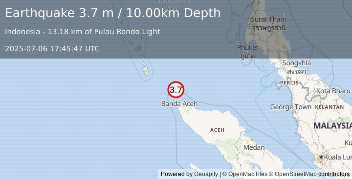 Earthquake NICOBAR ISLANDS, INDIA REGION (3.7 m) (2025-07-06 17:45:47 UTC)