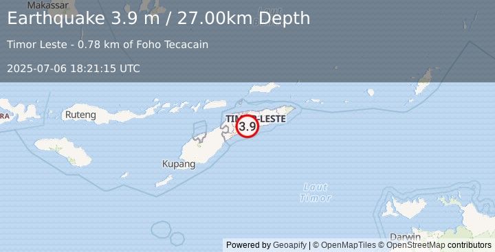 Earthquake EAST TIMOR REGION (3.9 m) (2025-07-06 18:21:15 UTC)