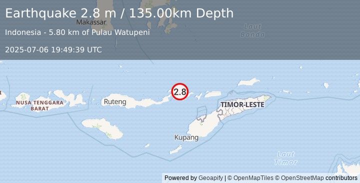 Earthquake FLORES REGION, INDONESIA (2.8 m) (2025-07-06 19:49:39 UTC)