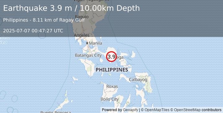 Earthquake LUZON, PHILIPPINES (3.9 m) (2025-07-07 00:47:27 UTC)