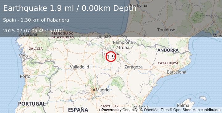 Earthquake SPAIN (1.9 ml) (2025-07-07 05:49:15 UTC)