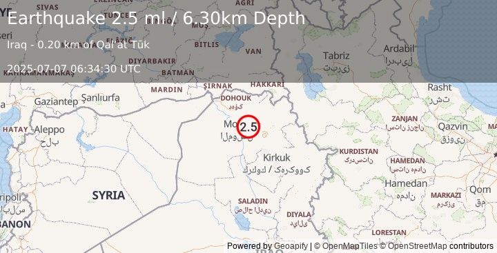 Earthquake IRAQ (2.5 ml) (2025-07-07 06:34:30 UTC)