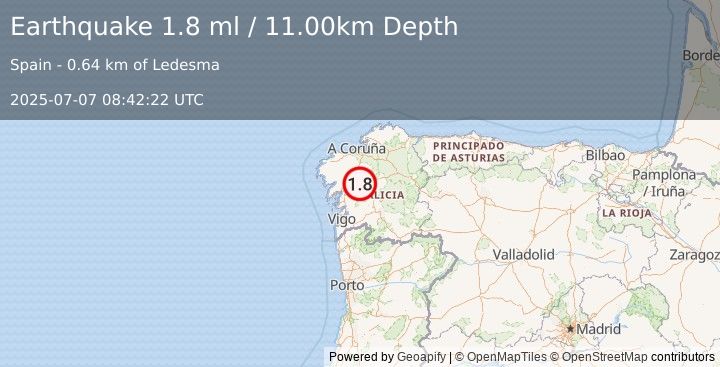 Earthquake SPAIN (1.8 ml) (2025-07-07 08:42:22 UTC)