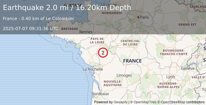 Earthquake FRANCE (2.0 ml) (2025-07-07 09:31:36 UTC)