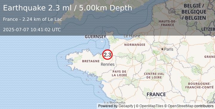 Earthquake FRANCE (2.3 ml) (2025-07-07 10:41:02 UTC)