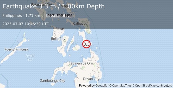 Earthquake LEYTE, PHILIPPINES (3.3 m) (2025-07-07 10:46:39 UTC)