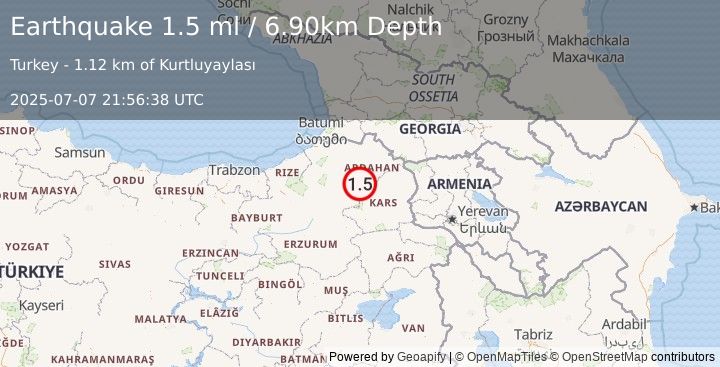 Earthquake EASTERN TURKEY (1.5 ml) (2025-07-07 21:56:38 UTC)