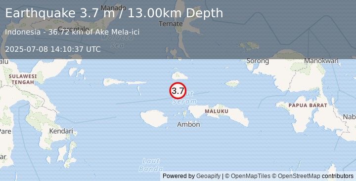 Earthquake CERAM SEA, INDONESIA (3.7 m) (2025-07-08 14:10:37 UTC)