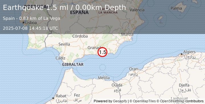 Earthquake STRAIT OF GIBRALTAR (1.5 ml) (2025-07-08 14:45:18 UTC)