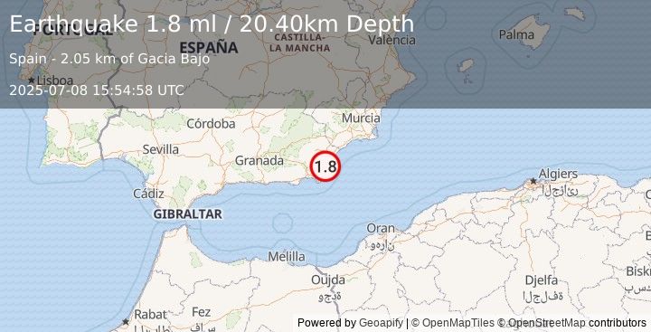 Earthquake SPAIN (1.8 ml) (2025-07-08 15:54:58 UTC)