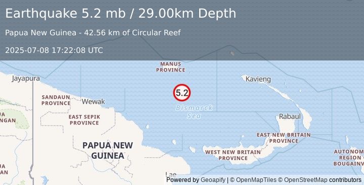 Earthquake BISMARCK SEA (5.3 mw) (2025-07-08 17:22:03 UTC)