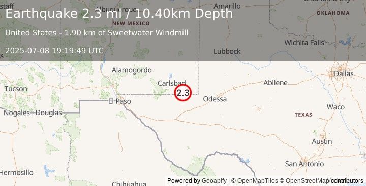 Earthquake NEW MEXICO (2.3 ml) (2025-07-08 19:19:50 UTC)