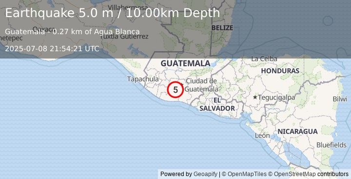 Earthquake GUATEMALA (4.8 mb) (2025-07-08 21:54:20 UTC)