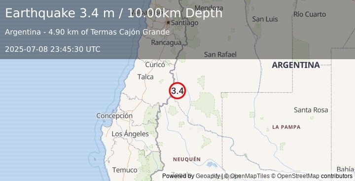 Earthquake MENDOZA, ARGENTINA (3.4 m) (2025-07-08 23:45:30 UTC)