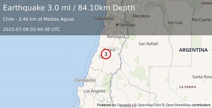 Earthquake MAULE, CHILE (3.0 ml) (2025-07-09 03:44:38 UTC)