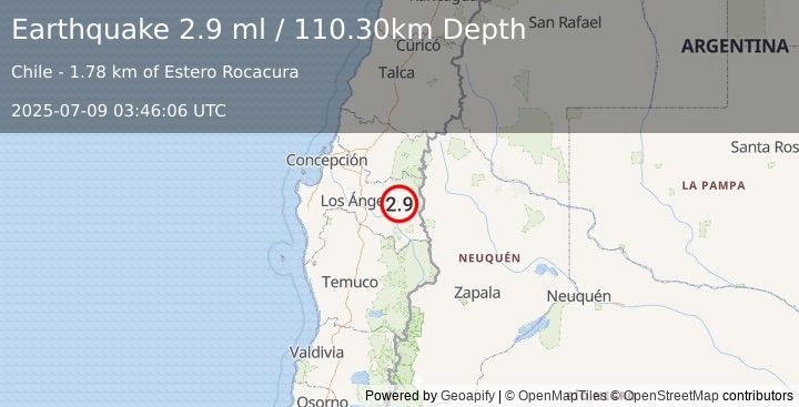 Earthquake BIO-BIO, CHILE (2.9 ml) (2025-07-09 03:46:06 UTC)