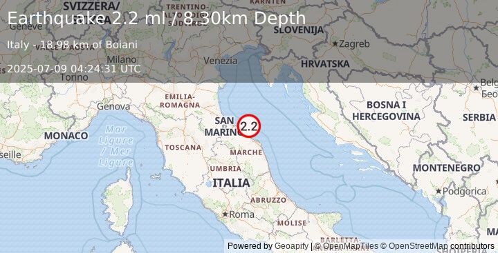Earthquake CENTRAL ITALY (2.2 ml) (2025-07-09 04:24:31 UTC)