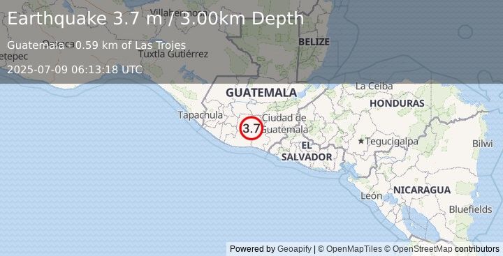 Earthquake GUATEMALA (3.7 m) (2025-07-09 06:13:18 UTC)