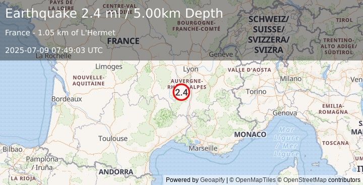 Earthquake FRANCE (2.4 ml) (2025-07-09 07:49:03 UTC)