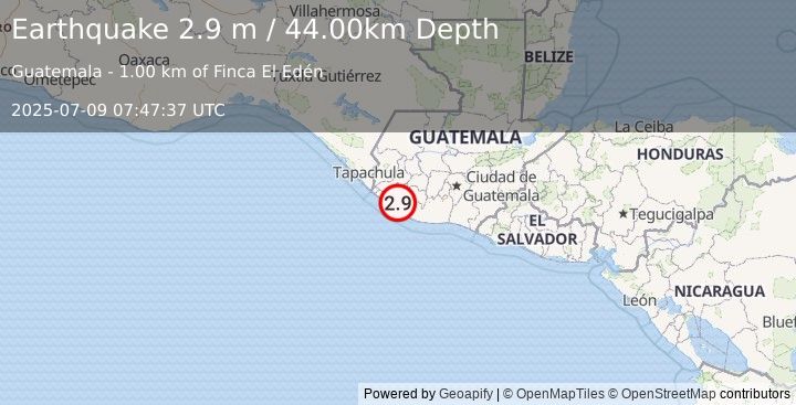 Earthquake GUATEMALA (2.9 m) (2025-07-09 07:47:37 UTC)
