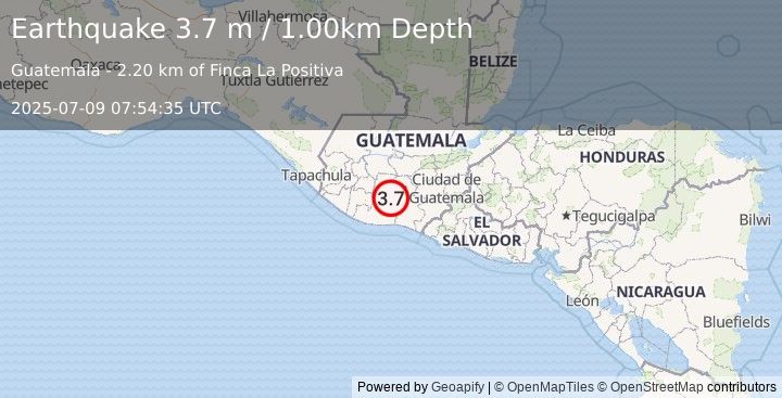 Earthquake GUATEMALA (3.7 m) (2025-07-09 07:54:35 UTC)