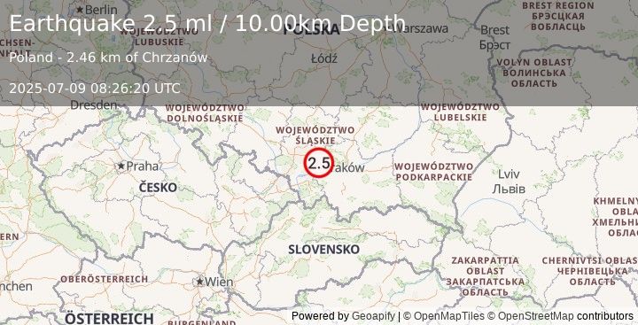 Earthquake POLAND (2.5 ml) (2025-07-09 08:26:21 UTC)