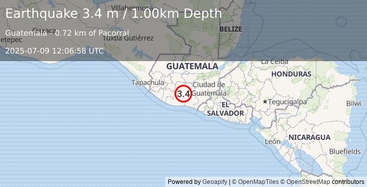 Earthquake GUATEMALA (3.4 m) (2025-07-09 12:06:58 UTC)