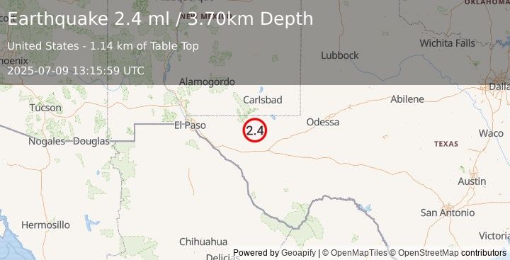 Earthquake WESTERN TEXAS (2.4 ml) (2025-07-09 13:15:59 UTC)
