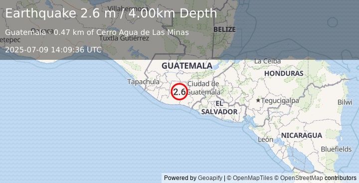 Earthquake GUATEMALA (2.6 m) (2025-07-09 14:09:36 UTC)