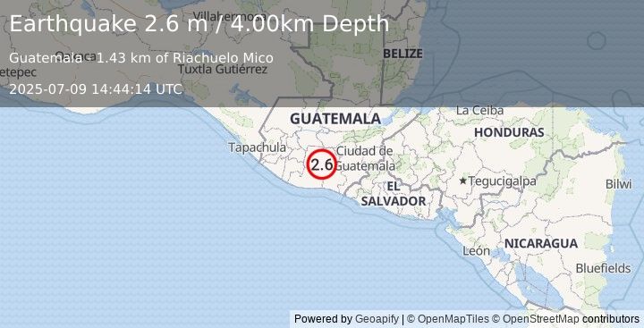 Earthquake GUATEMALA (2.6 m) (2025-07-09 14:44:14 UTC)
