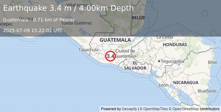 Earthquake GUATEMALA (3.4 m) (2025-07-09 15:22:02 UTC)