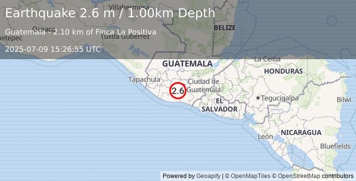 Earthquake GUATEMALA (2.6 m) (2025-07-09 15:26:55 UTC)