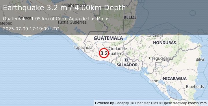 Earthquake GUATEMALA (3.2 m) (2025-07-09 17:19:09 UTC)