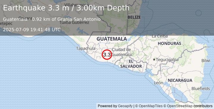 Earthquake GUATEMALA (3.3 m) (2025-07-09 19:41:48 UTC)