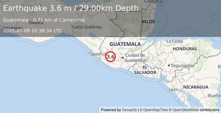 Earthquake GUATEMALA (2.7 m) (2025-07-09 20:38:46 UTC)