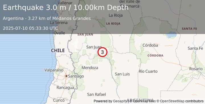 Earthquake SAN JUAN, ARGENTINA (3.0 m) (2025-07-10 05:33:30 UTC)