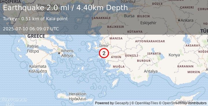 Earthquake WESTERN TURKEY (1.8 ml) (2025-07-10 06:09:08 UTC)