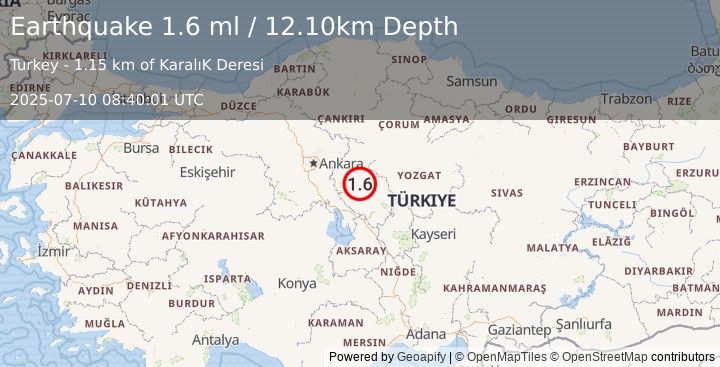 Earthquake CENTRAL TURKEY (1.6 ml) (2025-07-10 08:40:01 UTC)