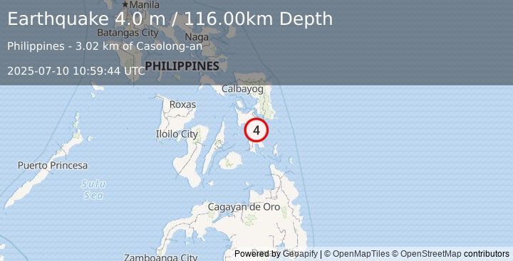 Earthquake LEYTE, PHILIPPINES (4.0 m) (2025-07-10 10:59:44 UTC)