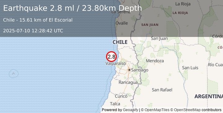 Earthquake OFFSHORE VALPARAISO, CHILE (2.8 ml) (2025-07-10 12:28:42 UTC)