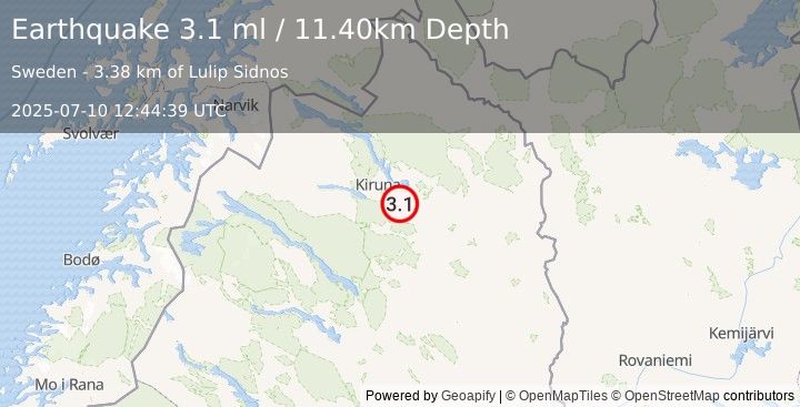 Earthquake SWEDEN (3.0 ml) (2025-07-10 12:44:43 UTC)